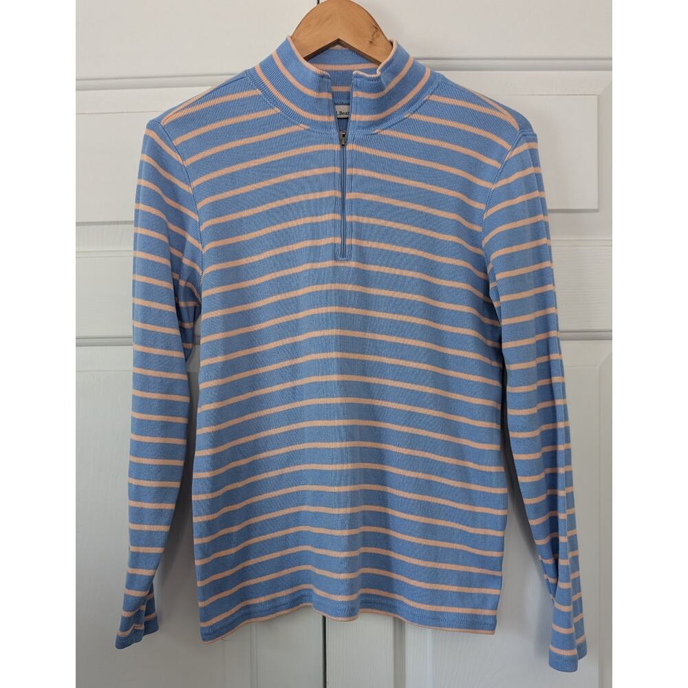 L.L. Bean Striped Quarter Zip Pullover